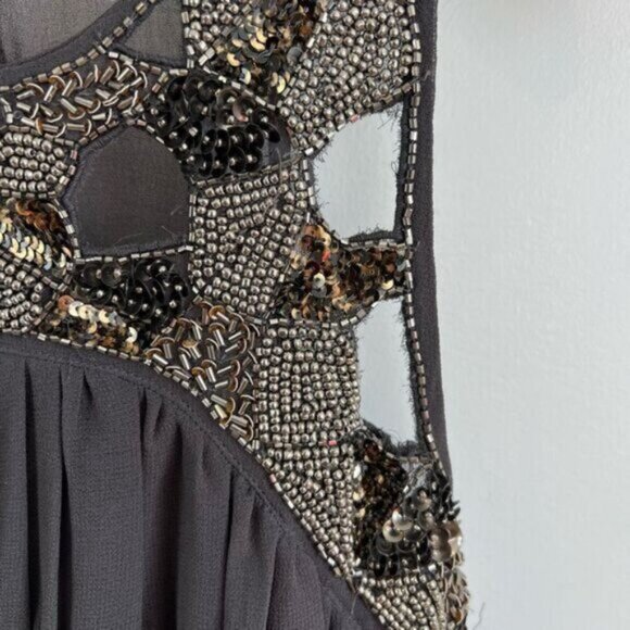 Y2K Vintage Zara Gray Grey Grunge Embellished Sparkly Cut Out Tank Dress Mini L - Picture 16 of 16